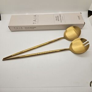 Taja Collection Gold Salad Servers Set Stainless Steel 2pc NWT